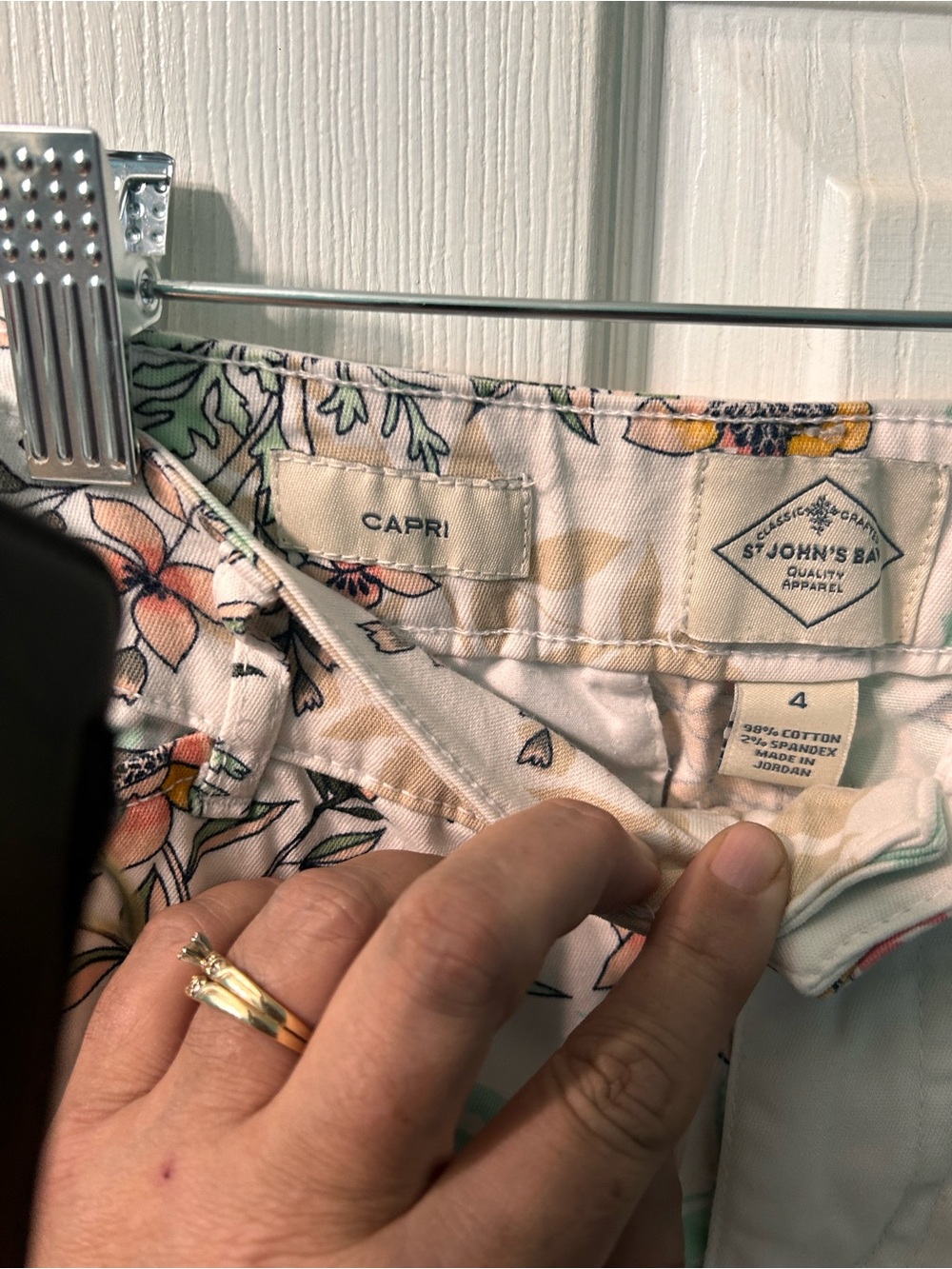 St. John's Bay White Floral Print Chinos - Picture 2 of 6